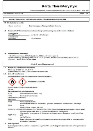 Żel do Dezynfekcji Rąk na Bazie Alkoholu 70% 500ml
